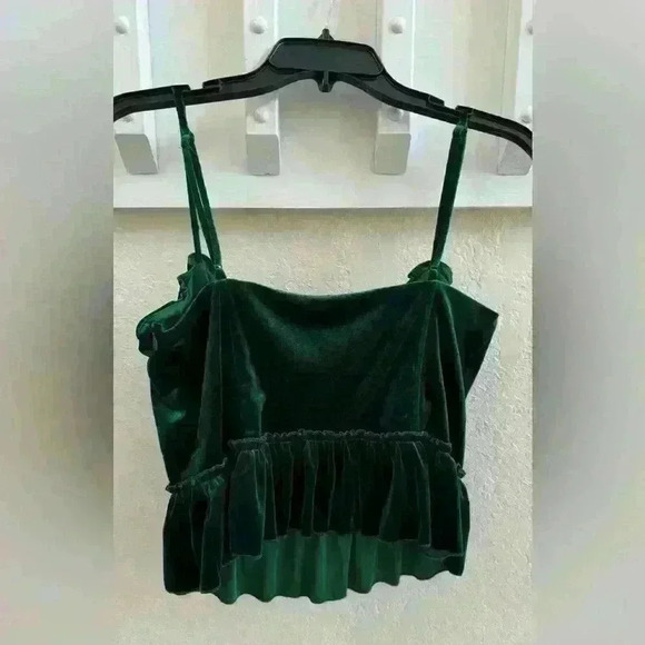 NWT A Loves A Eden Green Velvet Bustier Top - Picture 3 of 8
